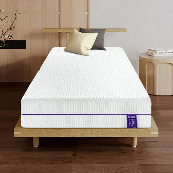 Lavender Soft & Firm Dual Sides Flippable Mattress 10 Inch Twin Mattress,Gel Infused Memory Foam Mattress,Bamboo Charcoal,One Mattress with Two Firmness