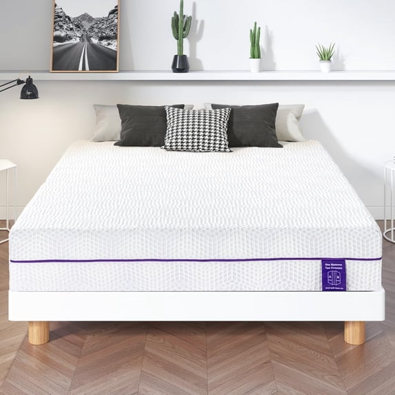 Lavender Soft & Firm Dual Sides Flippable Mattress 6 Inch Twin Mattress,Gel Infused Memory Foam Mattress,Bamboo Charcoal,One Mattress with Two Firmness
