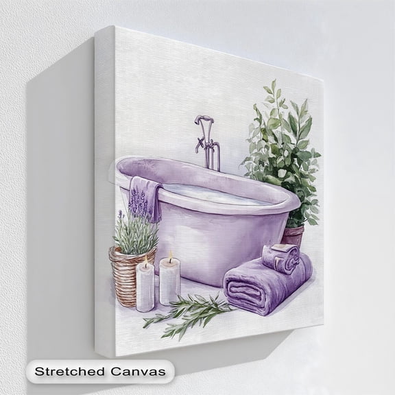 Lavender Spa Bathtub Art Art Calming Bathroom Decor