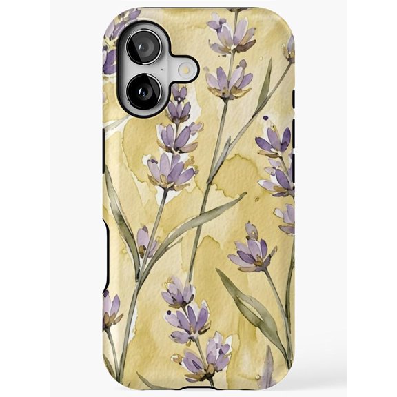 Lavender Sprigs Watercolor Floral Tough Case for Apple iPhone, Polycarbonate Shell with TPU Liner