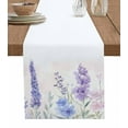 thumbnail image 1 of Lavender Spring Burlap Cotton Table Runner 13x120 Inches Long, Farmhouse Pastoral Pastel Flowers Farmhouse Table Runners, Outdoor Dining Tablecloths Decor for Baby Shower/Party/Wedding, 1 of 6