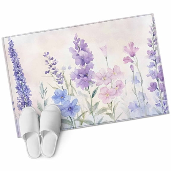 Lavender Spring Large Area Rugs for Bedroom Living Room, Soft Non Slip Carpet Bedside Rug, Farmhouse Pastoral Pastel Flowers Rectangular Floor Cover Kitchen Accent Rug 2'x3' for Dining Room/Office