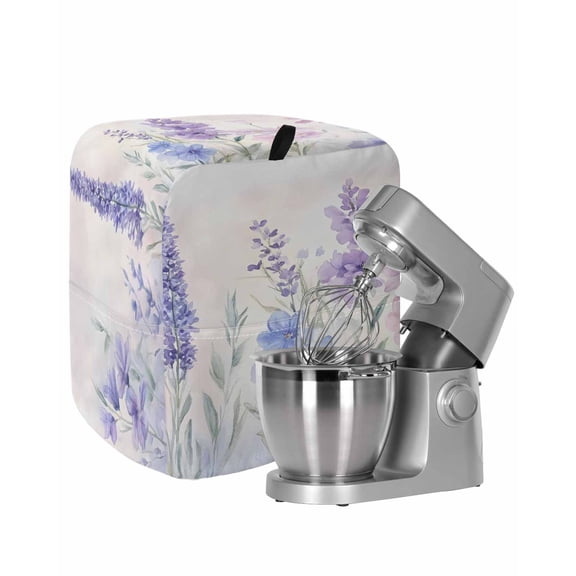 Lavender Spring Stand Mixer Dust Cover with Storage Pocket & Handles, Farmhouse Pastoral Pastel Flowers Fits All Tilt Head & Bowl Lift Kitchen Appliance Cover Organizer Bag Accessories, 6-8 Quart