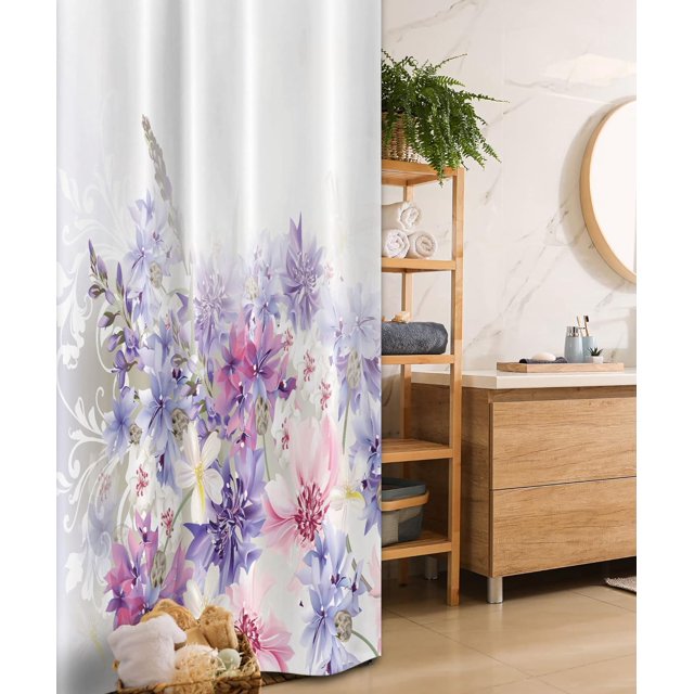 Lavender Stall Shower Curtain, Pastel Cornflowers Bridal Classic Design