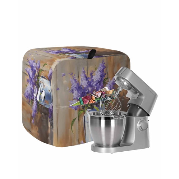 Lavender Stand Mixer Dust Cover with Storage Pocket & Handles, Spring Floral Purple Watercolor Vintage Fits All Tilt Head & Bowl Lift Kitchen Appliance Cover Organizer Bag Accessories, 6-8 Quart