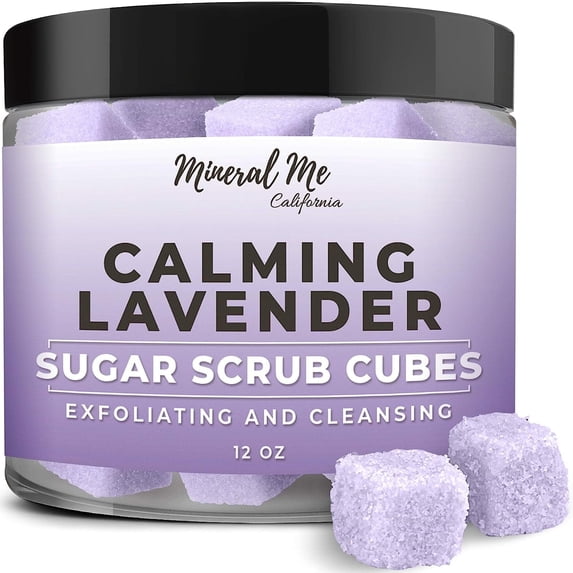 Exfoliating Body Scrub - 12oz LAVENDER Sugar scrub cubes w/Mango Butter & Shea butter- Ultra Hydrating & Moisturizing