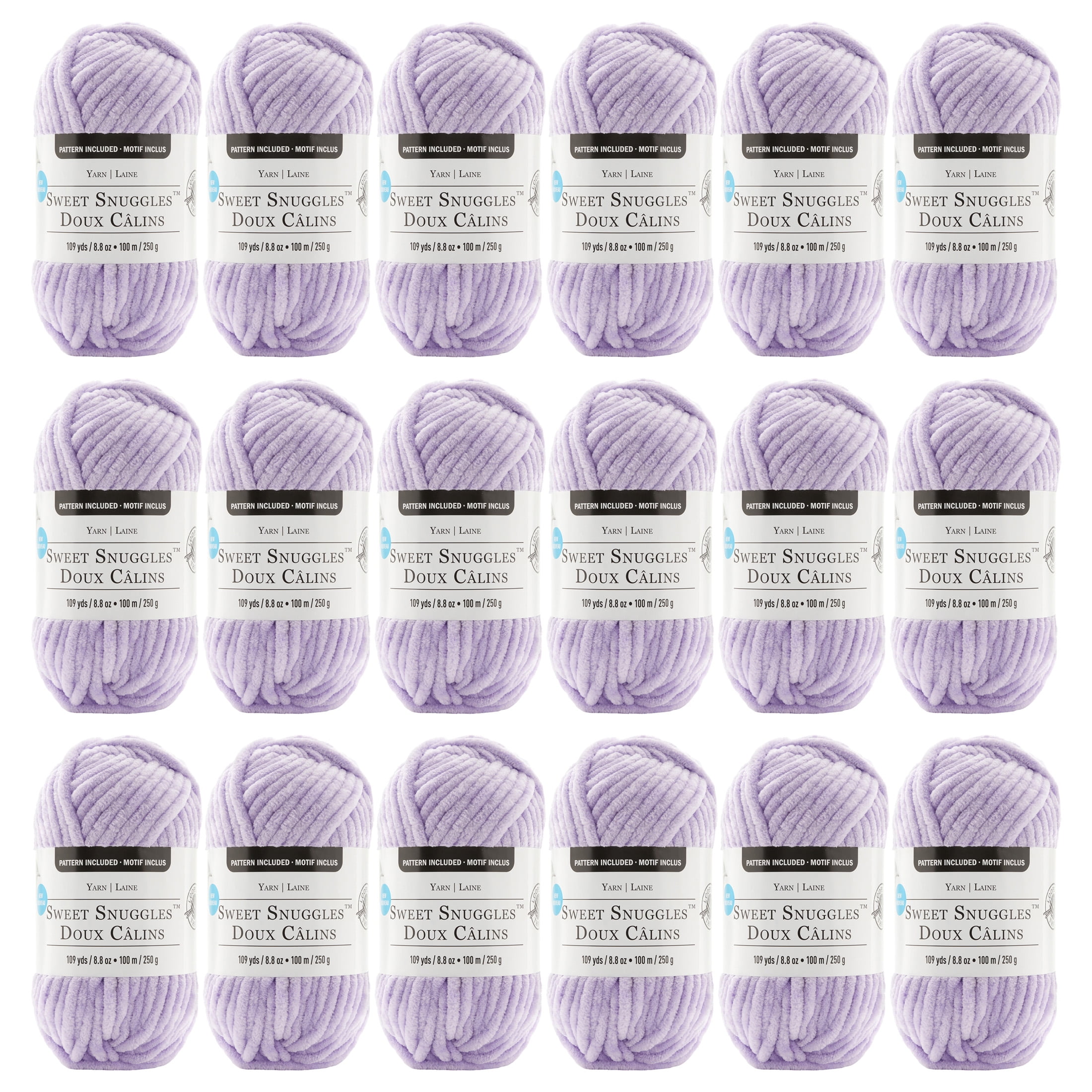 Loops & Threads Lavender Sweet Snuggles Yarn - Jumbo Weight Yarn for Knitting, Crochet, Weaving, Arts & Crafts, 18 Pack