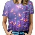thumbnail image 1 of Lavender T-Shirt O Neck Oversize T-Shirts Short Sleeve Classic Tees Women Summer Graphic Tops, 1 of 5
