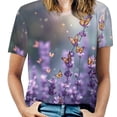 thumbnail image 1 of Lavender T-Shirt O Neck Oversize T-Shirts Short Sleeve Classic Tees Women Summer Graphic Tops, 1 of 5