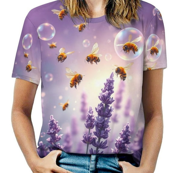 Lavender T Shirts Basic T-Shirt Short Sleeve Ladies Tee Shirt Summer Graphic Clothing