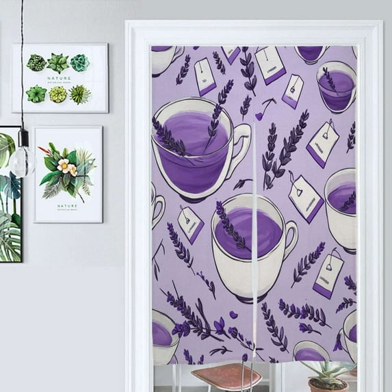 Lavender Tea Pattern Door Curtain Nordic Living Room DoorCurtain Porch Partition Curtain Kitchen Rative Half Curtain