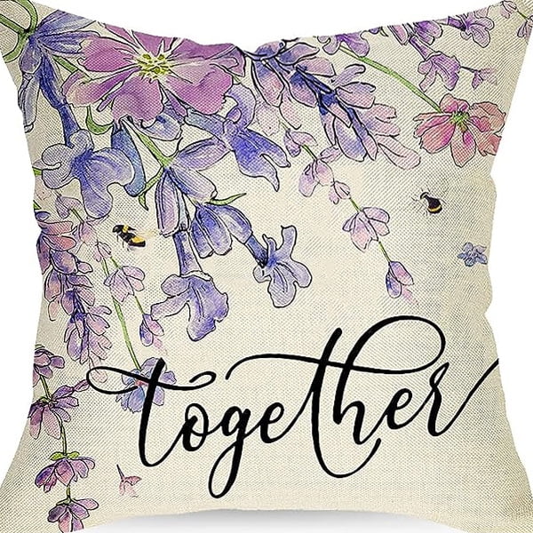 Lavender Throw Pillow Covers 18 x 18 Inch Purple Flower Throw Pillow