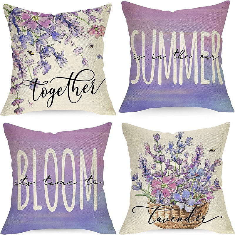 Lavender Throw Pillow Covers 18 x 18 Inch Purple Flower Throw Pillow
