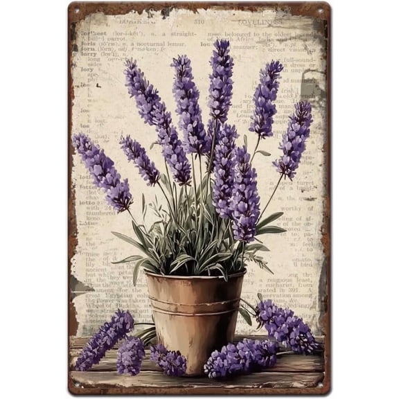 Lavender Tin Sign Garden Lavender Metal Tin Signs Lavender Metal Signs Retro Signs and Plaque Flower Metal Wall Art for Garden Bedroom Living Room Man Cave Old Fashion Wall Decor for DIY