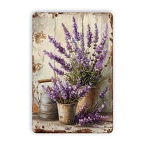 Lavender Vintage Metallic Sign - 8x12 inches | Rust Wall Art for Home, Bar, Cafe and Outdoor Decoration