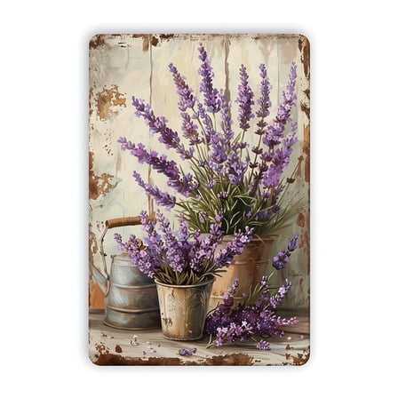 Lavender Vintage Metallic Sign - 8x12 inches | Rust Wall Art for Home, Bar, Cafe and Outdoor Decoration