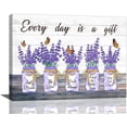 thumbnail image 1 of Lavender Wall Art Lavender Bathroom Decor Farmhouse Rustic Purple Lavender Pictures Canvas Prints Every Day is a Gift Painting Modern Artwork Home Decoration for Bathroom Bedroom Living Room 16"x12", 1 of 6