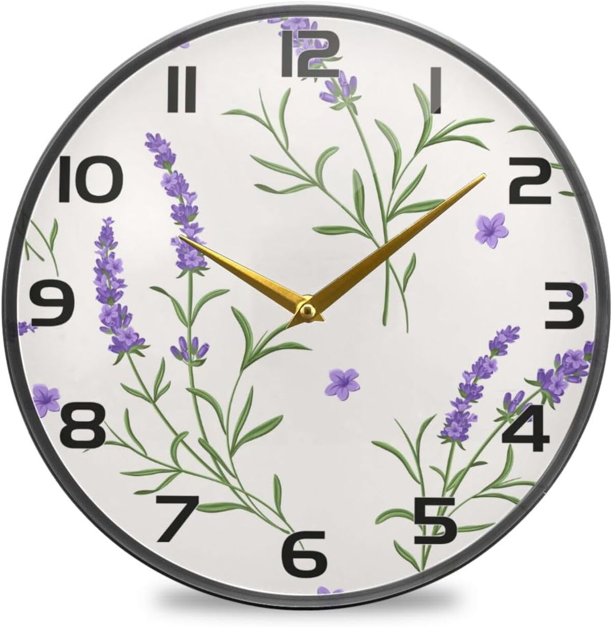 Modern Lavender Wave Wall Clock - Matte Black Frame - DipaliZ main image 0