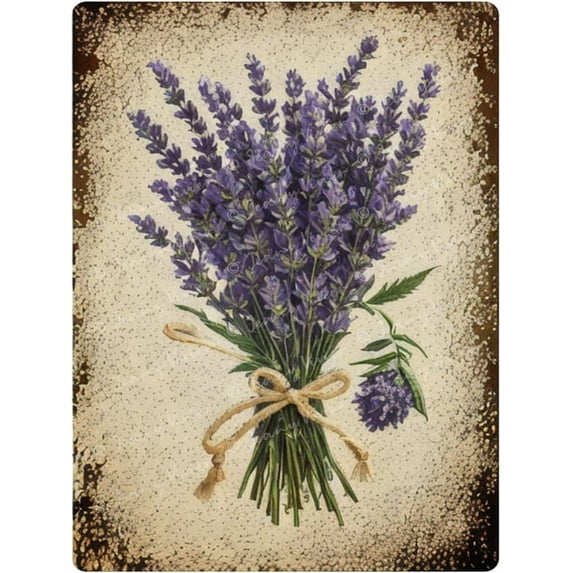 Lavender Wall Decor,Flower Art Painting Sign,Living Room or Dining Room Decor Aluminum Sign,Metal Vintage Sign for Home Coffee Wall Decor, Flower Shop Decor, Rustic Farmhouse Decor 12x16 Inches