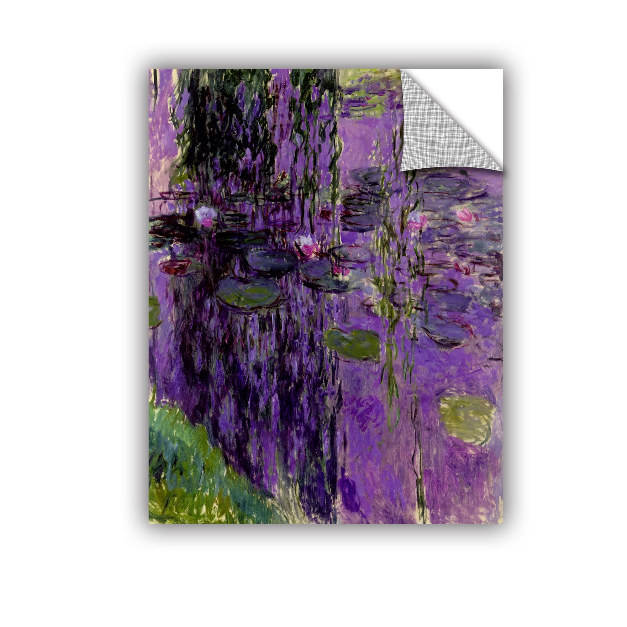 artwall claude monet's lavender water lilies art appeelz removable graphic wall art, 14 by 18"