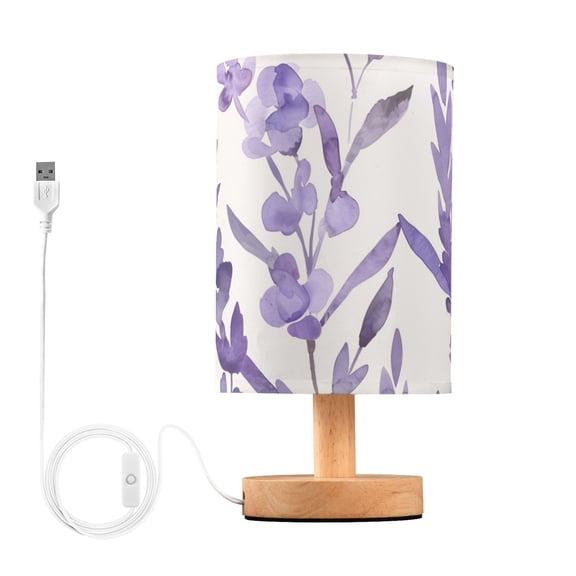 Lavender Watercolor Table Lamp with USB Port LED Warm Light Lamp Night Light Home Decor