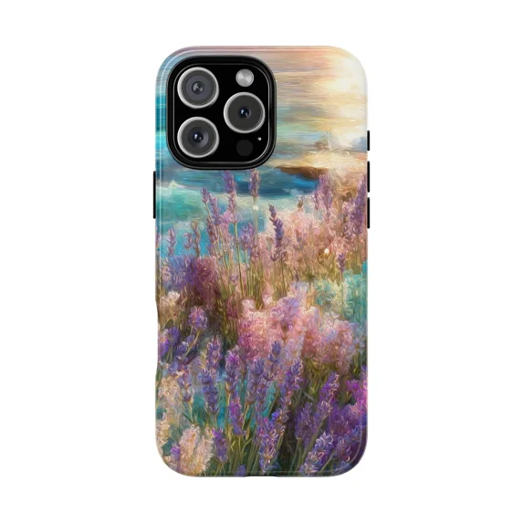 Lavender Wave Flowers Elegant Purple Bloom Art Phone Case with iPhone 17 to 11 Pro Max