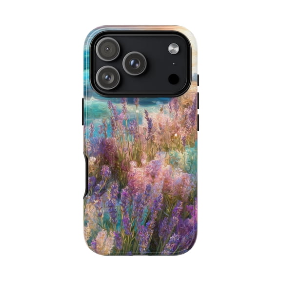 Lavender Wave Flowers Ocean View Pastel Scene Phone Case 17 16 15 14 13 12 11 Pro Max