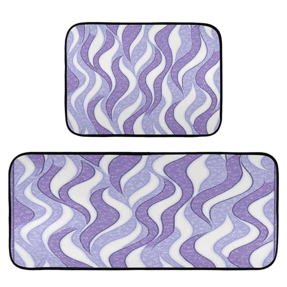 Lavender Waves 2-Piece Kitchen Carpet Mat Set, Non-Slip Memory Foam, Soft for Kitchen and Living Room Use