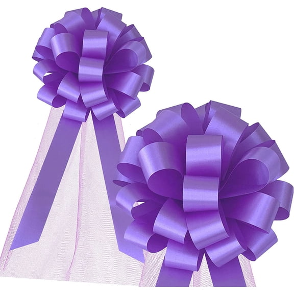 Lavender Wedding Pull Bows with Tulle Tails - 8" Wide, Set of 6, Easter, Spring, Valentine's Day, Holiday Decor, Mother's Day, Garland, Baby Shower, Birthday, Wreath, Gift, School Dance, Fundraiser