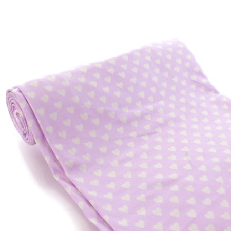Lavender White Hearts DBP Fabric - Double Brushed Polyester 4 Way Stretch - 6" Strip