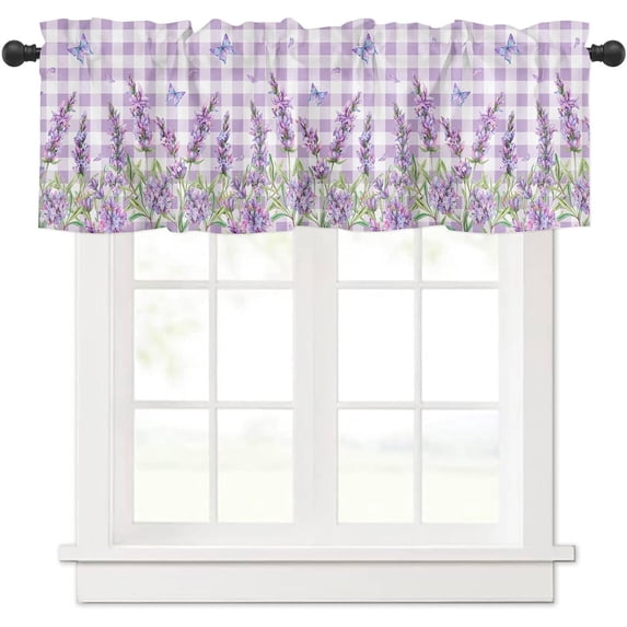 Lavender Window Valance, Purple Valances for Windows Treatment, 3" Rod Pocket Decorative Curtain Valances for Home, 18 x 54 Inch, 1 Panel