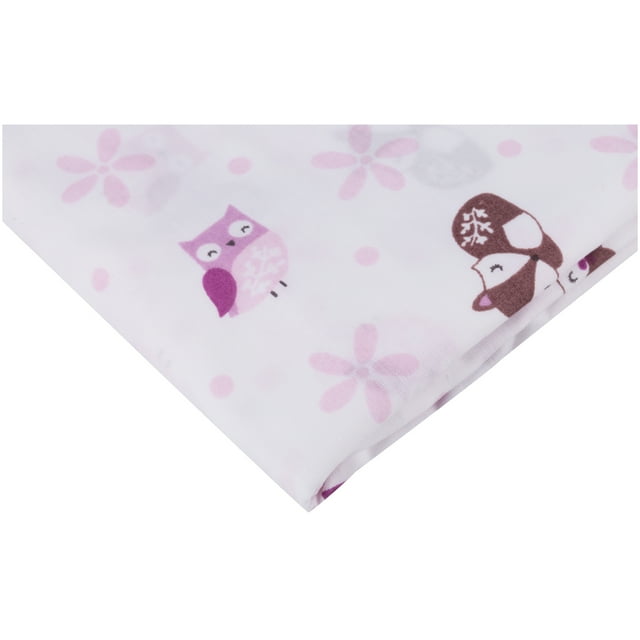 Lavender Woods Fitted Crib Sheet Purple, White, Animals, Floral, Owl