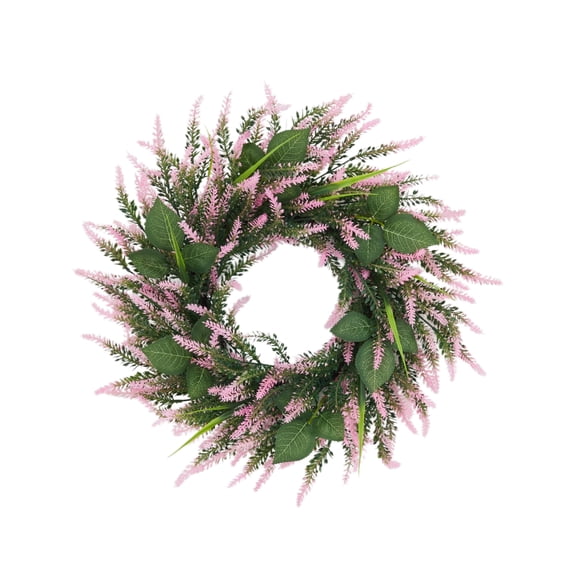 Lavender Wreath for Front Door - 20 Inch Realistic Faux Pink Lavender Wreath with Greenery, All-Weather PVC, Outdoor Indoor Hanging Decor for Spring Summer Home