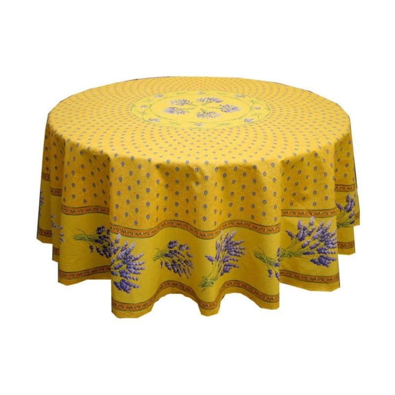 Lavender Yellow Coated Tablecloth (sizes available)