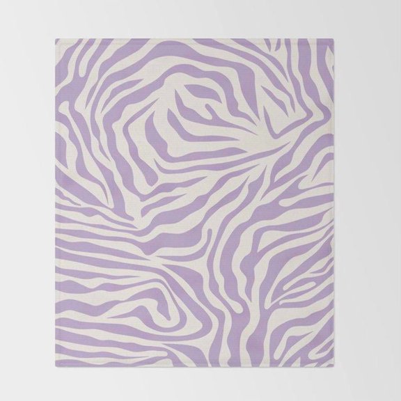 Lavender and Cream Zebra Stripe Fleece Blanket, Polyester Fleece Fabric, 280 GSM, Animal Pattern for Couch or Bed