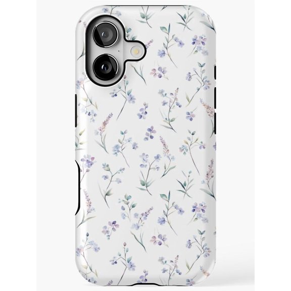 Lavender and Pale Blue Wildflower Sprigs Tough Phone Case for Apple iPhone, Polycarbonate and TPU