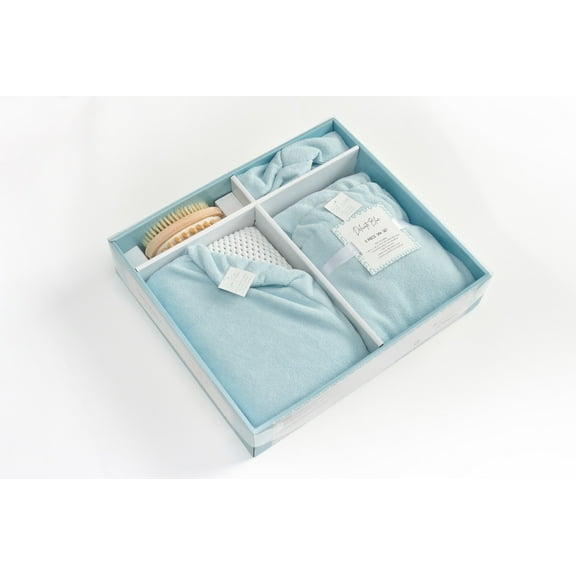 Lavender and Sage Luxury 4-Piece Towel Wrap Bath Spa Gift Box Set, Blue