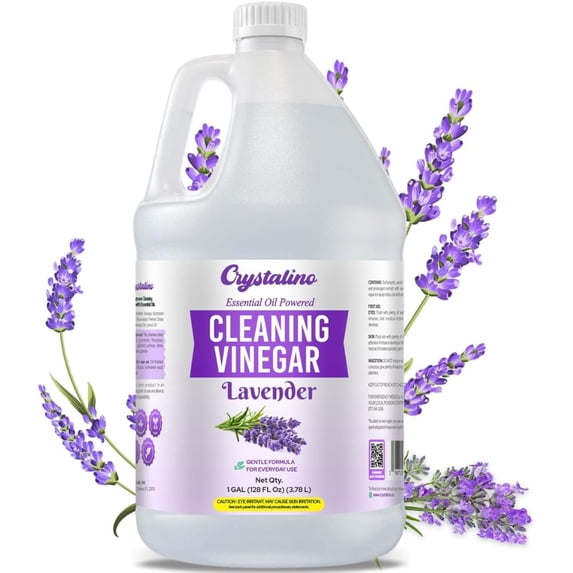 Lavender essential oil household cleaning vinegar (1 gallon) 6% non-toxic distilled white vinegar, for cleaning purposes, white vinegar, (128 liquid ounces (1 pack), Lavender)