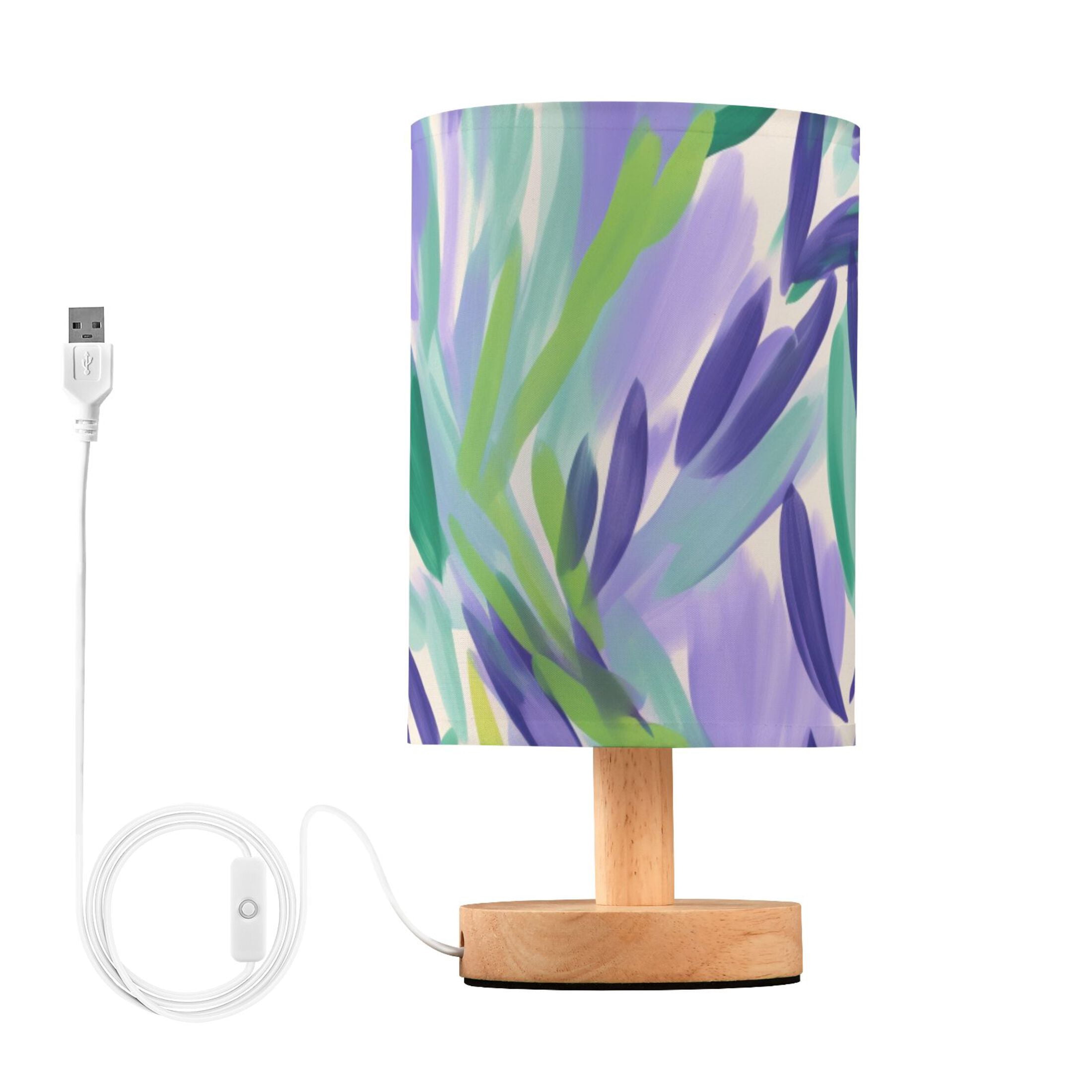 Lavender in Oil Painting Style Table Lamp with USB Port LED Warm Light Lamp Night Light Home Decor