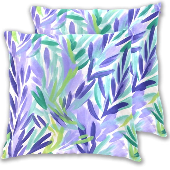 Lavender in Oil Painting Style Throw Pillow Covers 18x18 Inch 2 Packs Decorative Square for Living Room Couch Bed Sofa