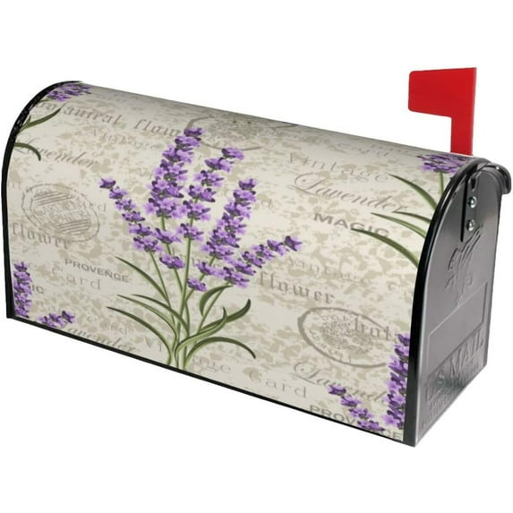 Lavenders Flowers Mailbox Covers Magnetic Spring Floral Post Letter Box Cover for Garden Yard Decor Outside Home Standard 21x18 in