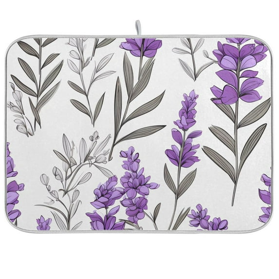 Lavenders Violet Dish Drying Mat Microfiber Kitchen Mats Large Counter Absorbent Dish Pad Drainer Rack 16"x18"