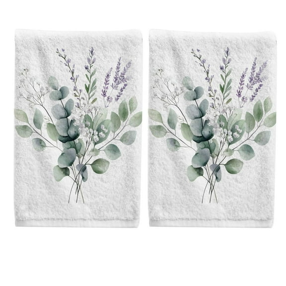 Lavenders Watercolor Hand Towels Set for Bathroom Cotton Face Towel Decorative 15.5x29.5 inch