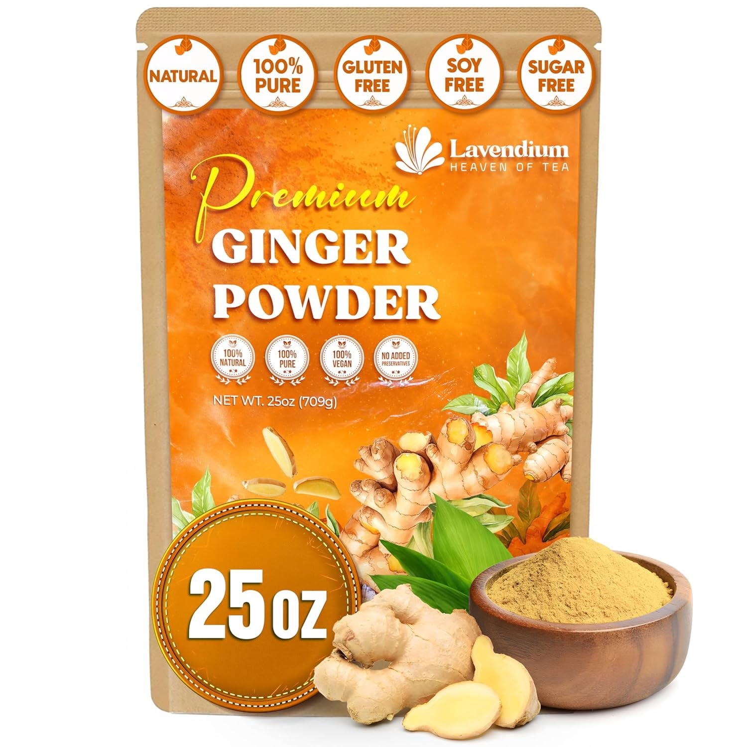 Lavendium, Premium 25oz (1.56 lbs) Ginger Powder – Ground Ginger Root ...
