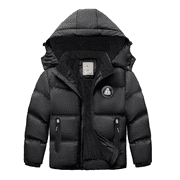 LAVENICOLE Puffer Winter Jacket Thick Fleece Lined Warm Hooded Outerwear Jackets Boy's 4-15