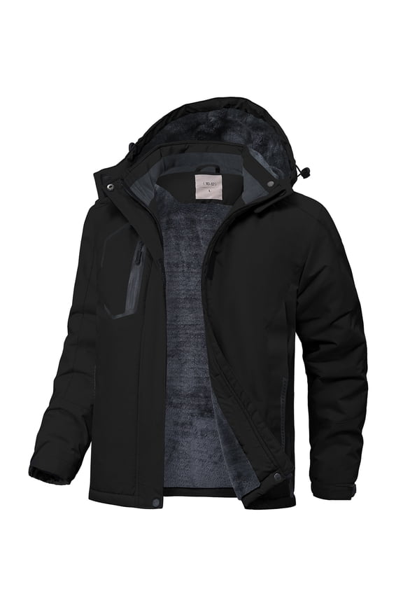 Kids Boys Winter Ski Jacket Fleece Lined Windproof Waterproof Jackets Removable Hood