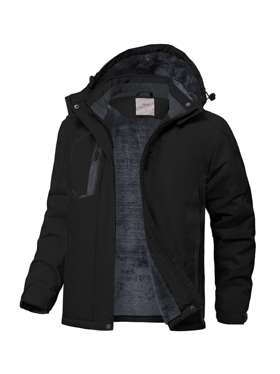 Kids Boys Winter Ski Jacket Fleece Lined Windproof Waterproof Jackets Removable Hood