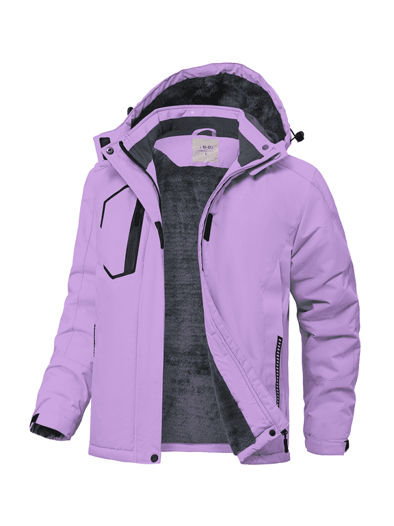 Kids Girls Winter Ski Jacket Fleece Lined Windproof Waterproof Jackets Removable Hood