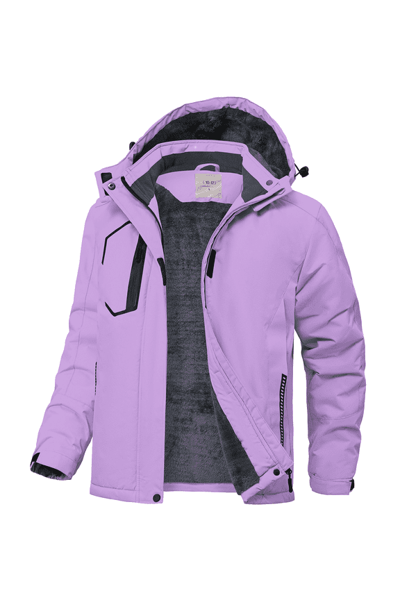 Kids Girls Winter Ski Jacket Fleece Lined Windproof Waterproof Jackets Removable Hood