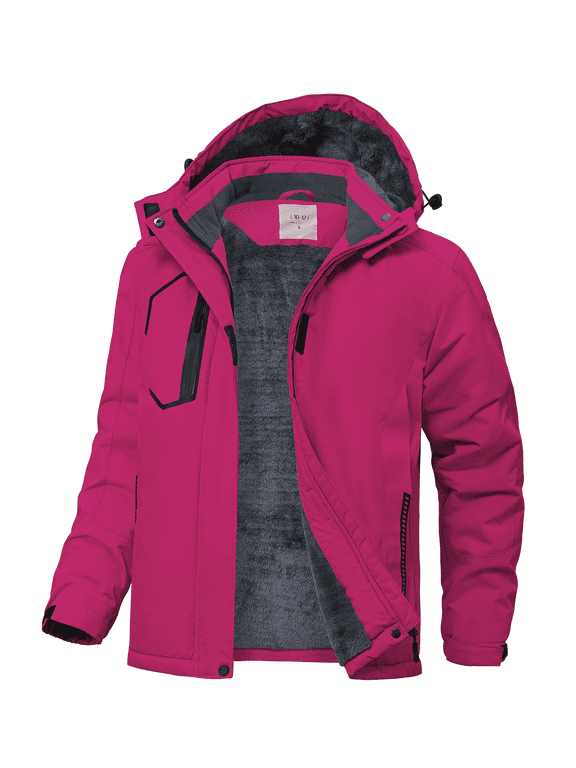 Kids Girls Winter Ski Jacket Fleece Lined Windproof Waterproof Jackets Removable Hood